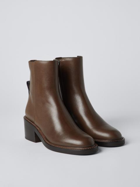 Brunello Cucinelli Riding calfskin ankle boots with monili
