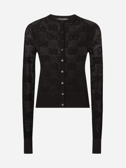 Dolce & Gabbana Lace-stitch cardigan with DG logo