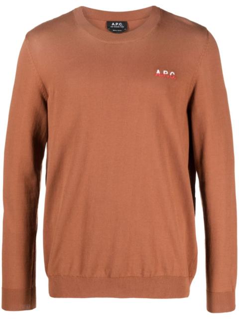 A.P.C. logo-embroidered fine-knit jumper