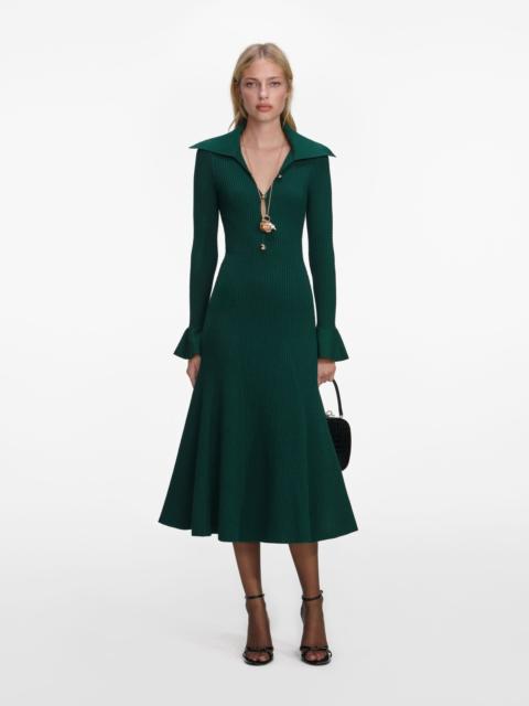 self-portrait Green Keyhole Knit Midi Dress