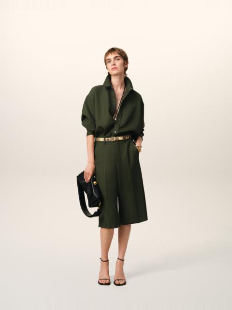 AMI Paris GREEN WOOL BACK SLIT LOOSE SHIRT