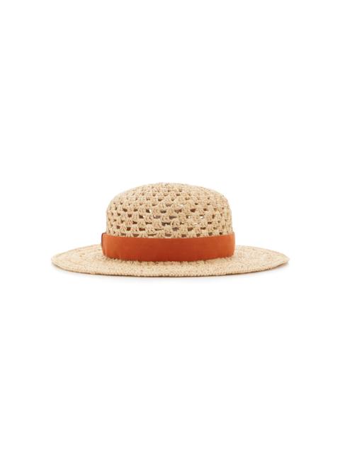 Chloé Crocheted Raffia Hat neutral