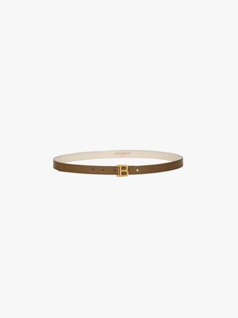 Balmain Khaki smooth leather B-Belt belt