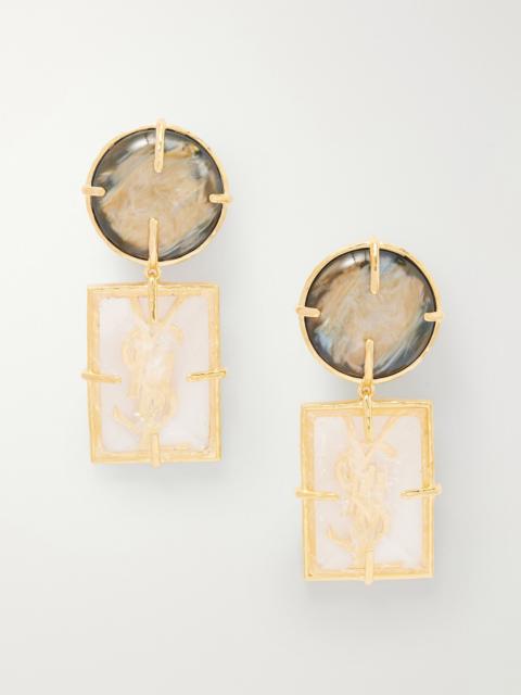SAINT LAURENT Bo Rondes Et Rectangles Gold-tone Earrings
