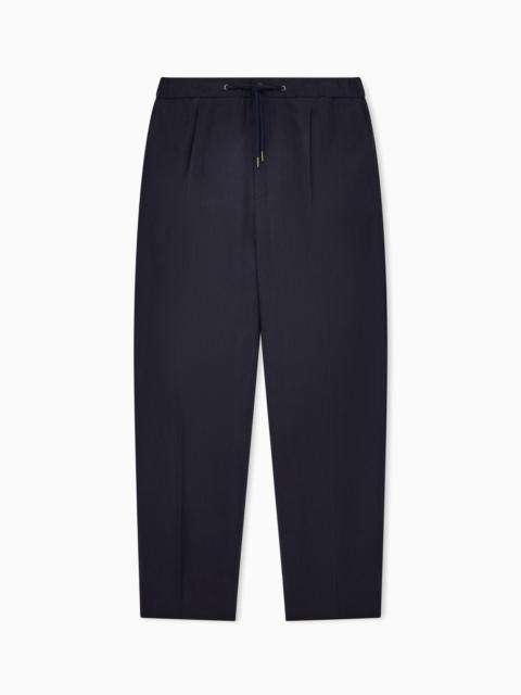 GIORGIO ARMANI SINGLE-DART, PURE LINEN CANVAS TROUSERS