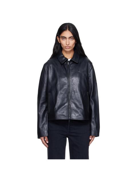 Diesel Black Leather Coach Jacket