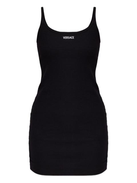 VERSACE Spaghetti strap logo dress