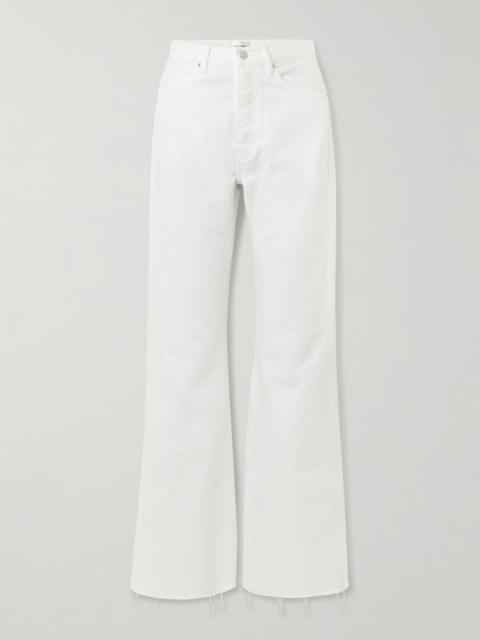 FRAME The Lax distressed mid-rise flared jeans White