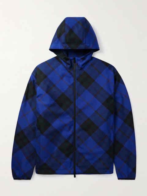 Logo-Appliqued Checked Twill Hooded Track Jacket