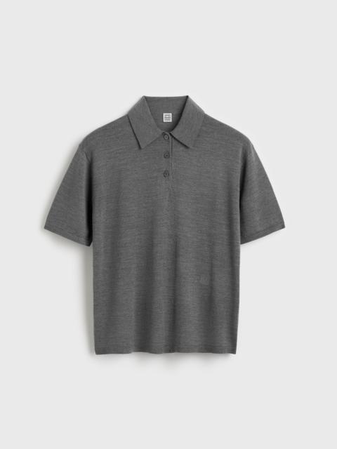 TOTEME Wool-silk polo shirt grey melange