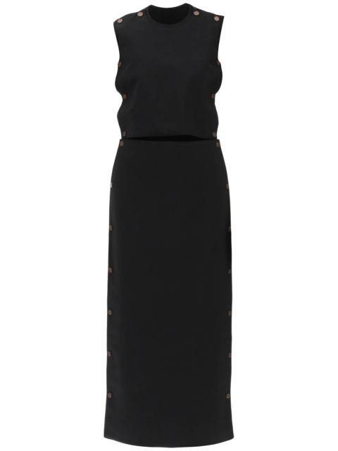 Dual Material Maxi Dress With Snap Panels