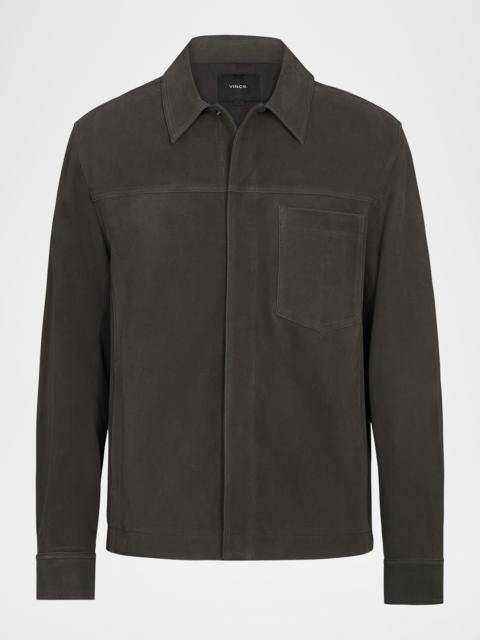 Vince Men & apos;s Nubuck Leather Trucker Jacket