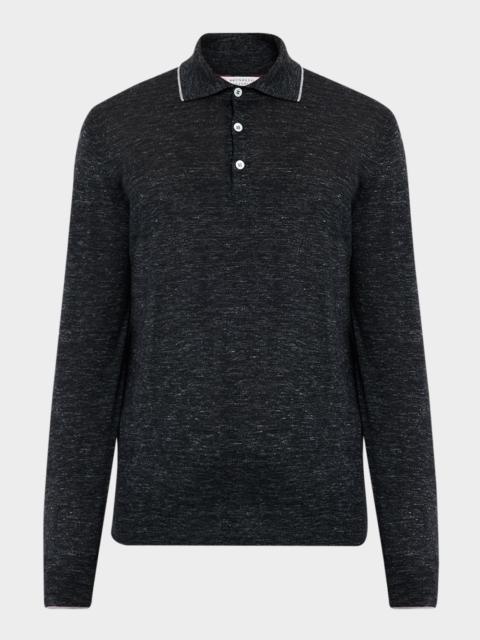 Brunello Cucinelli Men's Cashmere Tipped-Collar Polo Sweater