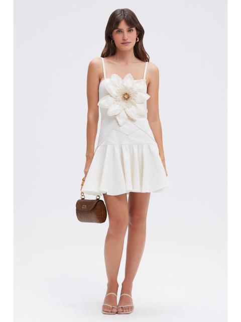 PatBO TROPIC LINEN FLOWER MINI DRESS