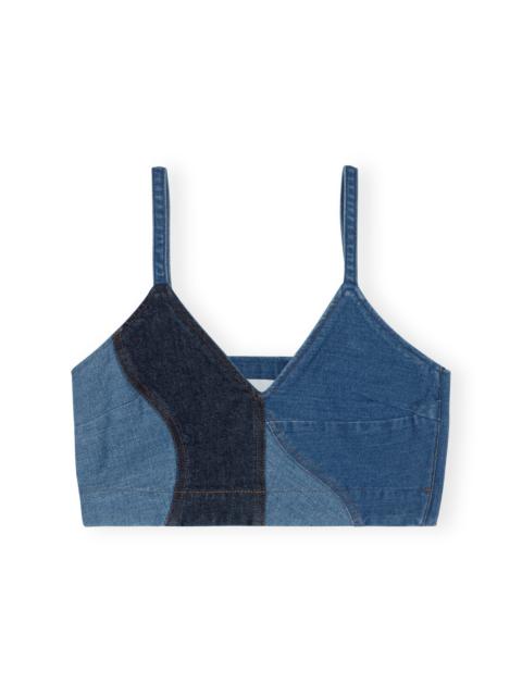 PATCHWORK STRETCH DENIM WAVY PATCHWORK TOP