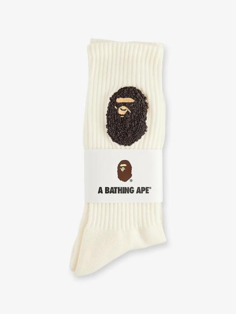 A BATHING APE® Ape Head Embroidered Ribbed Cotton Socks