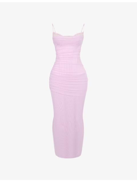 House of CB Nalini Corseted Stretch-Woven Maxi Dress