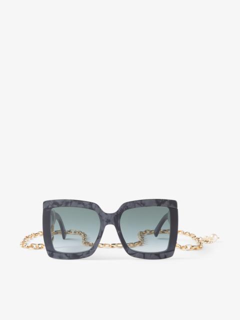 JIMMY CHOO Renee/N
Black and Ivory Square-Frame Sunglasses with Detachable Chain