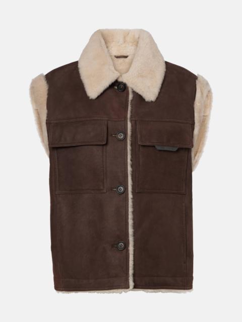 Brunello Cucinelli Shearling-lined suede vest