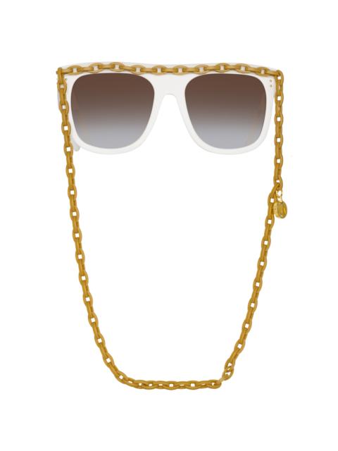 LINDA FARROW DAKOTA FLAT TOP SUNGLASSES IN WHITE