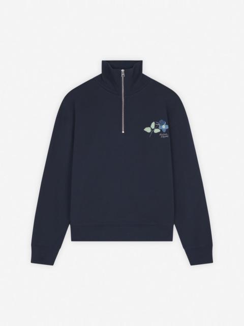 Maison Kitsuné STRAWBERRY LEAF HALF ZIP SWEATSHIRT