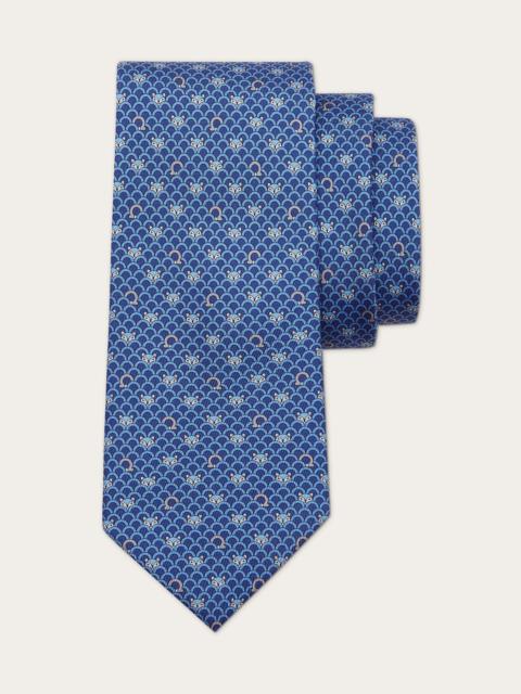 Fox print silk tie