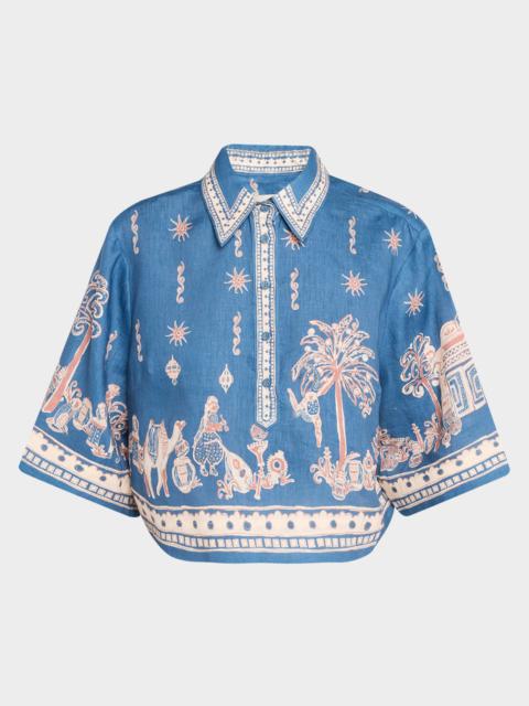 ALÉMAIS x LRNCE Acacia Cropped Linen Shirt