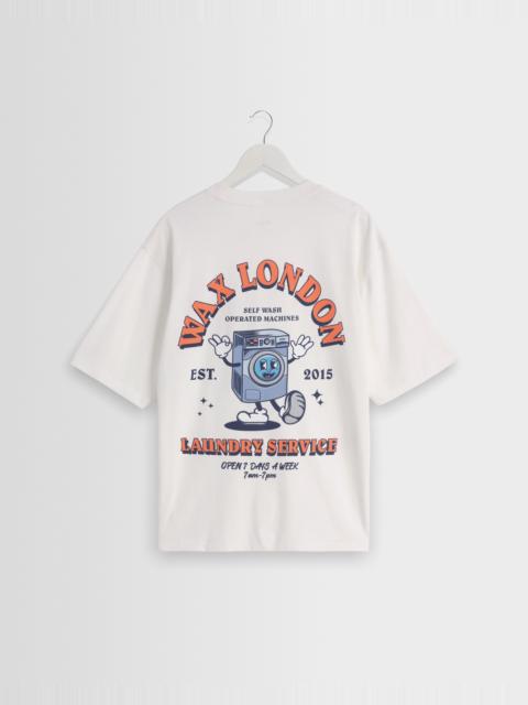 Wax London Milton - Off White Organic Cotton Laundry Graphic T-Shirt