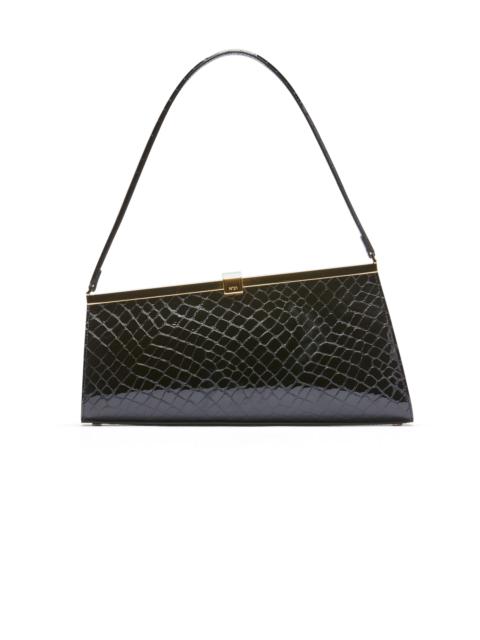 N°21 JEANNE CROC-EFFECT LEATHER SHOULDER BAG