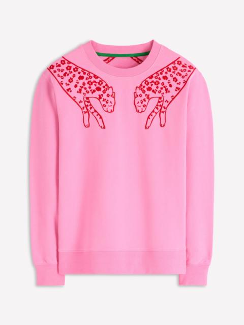 BODEN Emi Embroidered Sweatshirt-Leopard Embroidery