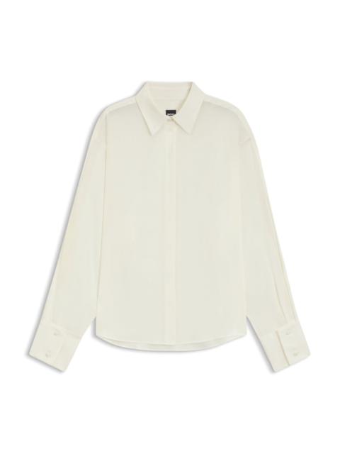 BOSS RELAXED-FIT BLOUSE IN SAND-WASHED SILK CHIFFON