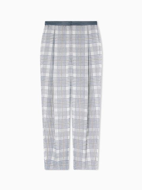 EMPORIO ARMANI DARTED TROUSERS IN JACQUARD WITH CHEVRON MOTIF