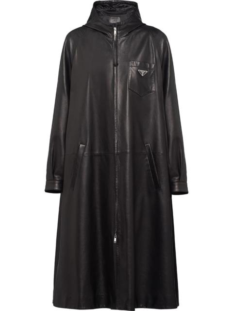 Prada leather oversized trench coat