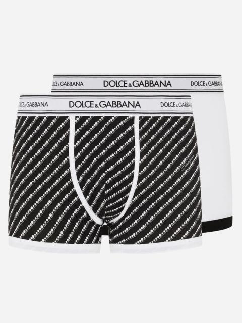 Dolce & Gabbana Two-pack plain and printed stretch cotton boxers