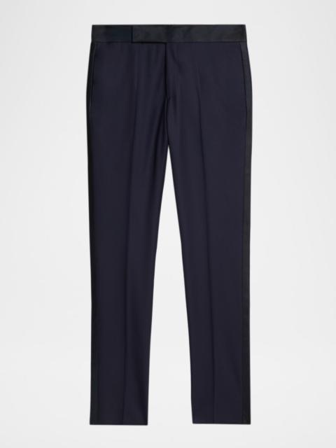 GIORGIO ARMANI Men's Wool Satin-Trim Formal Pants