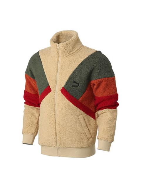 Puma Retro Block Sherpa Jacket 'Brown Red Green' 530808-12