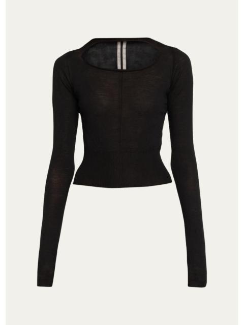 Rick Owens Slashed Cutout Wool Crop Sweater