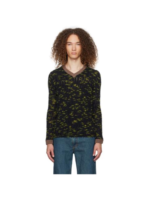 ECKHAUS LATTA Navy & Green Plume Sweater