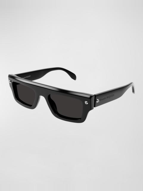 Alexander McQueen Men's AM0427SM Acetate Rectangle Sunglasses