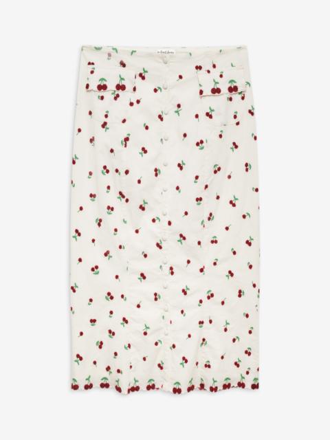 For Love & Lemons Beaded Cherries Midi Skirt