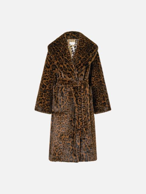CAMILLA FAUX FUR LONG WRAP COAT LEOPARD LIBERTINE