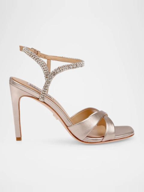 BADGLEY MISCHKA Reagan 95MM Crystal-Embellished Leather Sandals