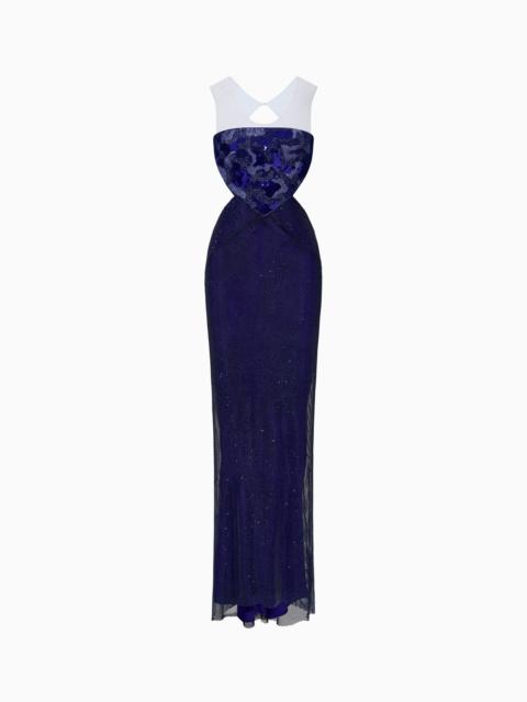 GIORGIO ARMANI LONG SILK DRESS WITH SEQUIN EMBROIDERY