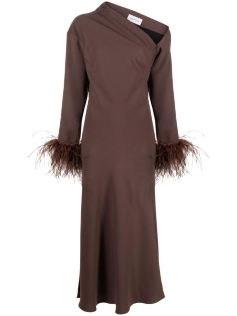 16ARLINGTON Adelaide feather-trim midi dress
