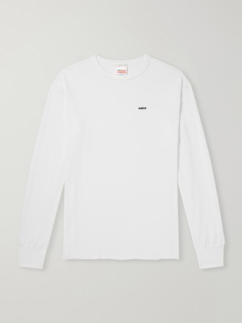 SAINT M×××××× Tharmal Logo-Embroidered Waffle-Knit Cotton T-Shirt