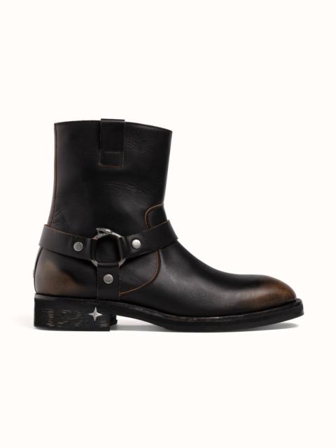 DUKE + DEXTER Harley Black Distressed Biker Boot - Men's