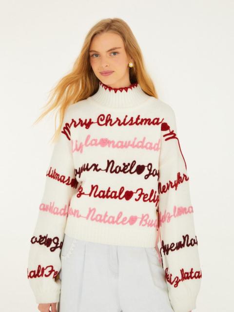 FARM RIO Off-White Merry Christmas Knit Sweater