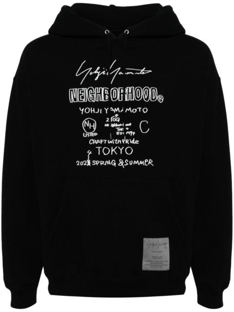 Yohji Yamamoto logo-print cotton hoodie