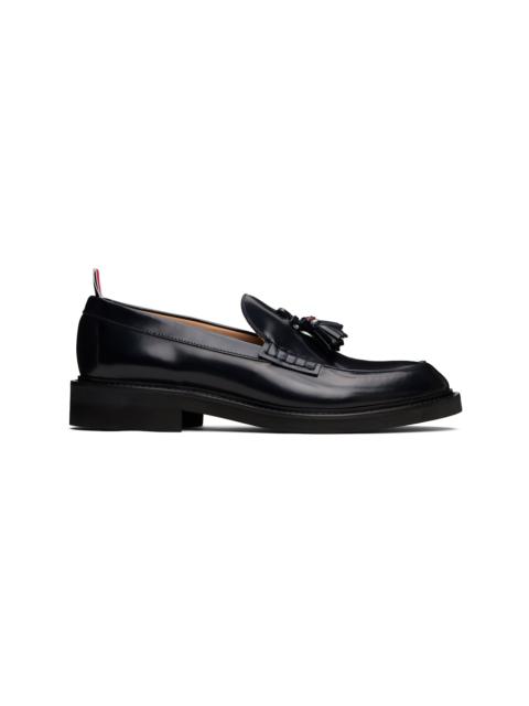 Thom Browne Navy Spazzolato Leather Tassle Loafers