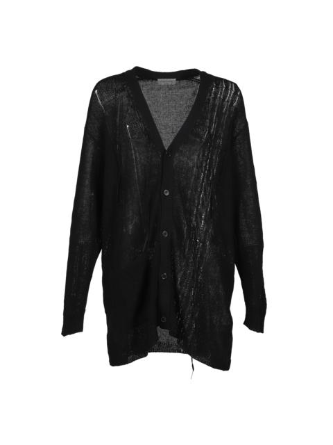Yohji Yamamoto LEATHER CORD CARDIGAN / BLK